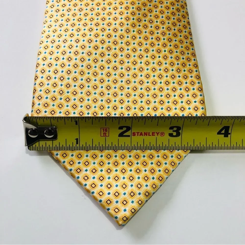 COUNTESS MARA Men's Silk Necktie Geometric Gold Yellow